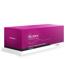 A Biotex® é uma sutura de PTFE, fabricada a partir de um monofilamento não reabsorvível, conectada a uma agulha cirúrgica única de aço inoxidável. A sutura não possui revestimento ou corante, sendo estéril e de uso único, composta de 100% de PTFE.
